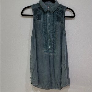 Free People Distressed Denim Button-Up